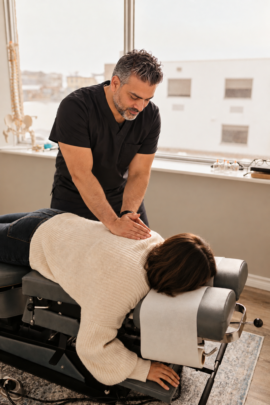 Dr. Bilal Khan providing chiropractic care to a patient